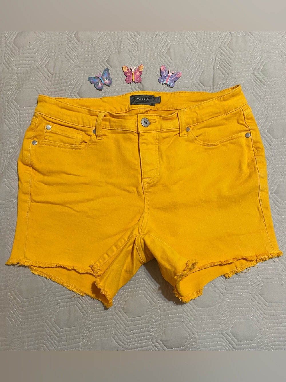 torrid  Yellow High-Rise Jean Cut Off Shorts Size 12
